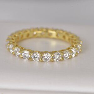 GRA Certified 3mm All Moissanite Eternity Band Ring 925 Sterling